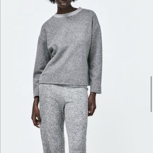 Zara Large Gray Knit Sweater Top Never Worn